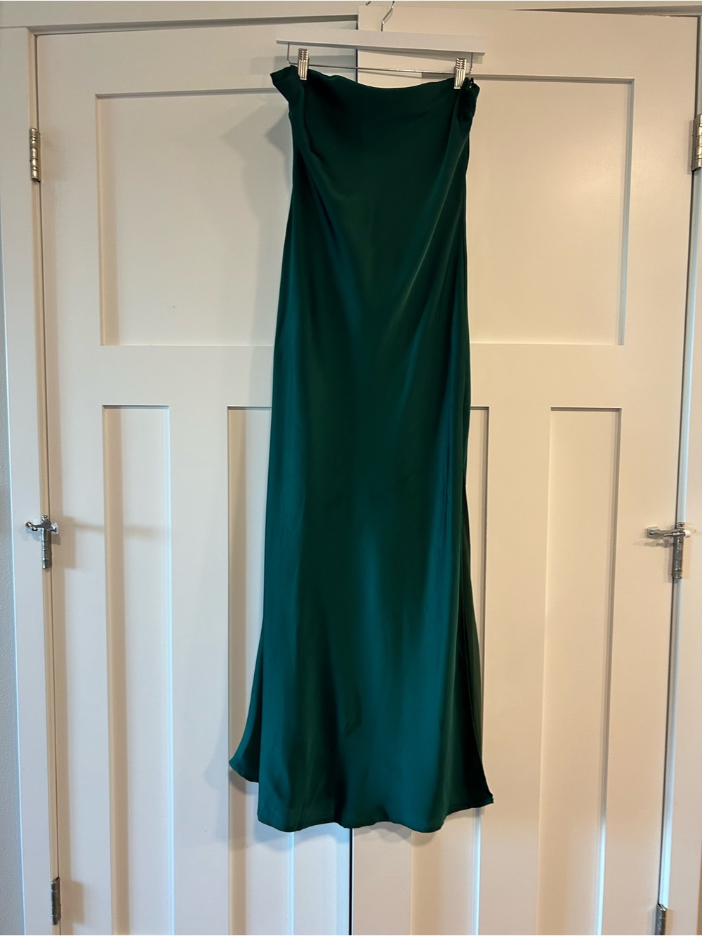 Hunter Green Strapless Satin Gown NWT